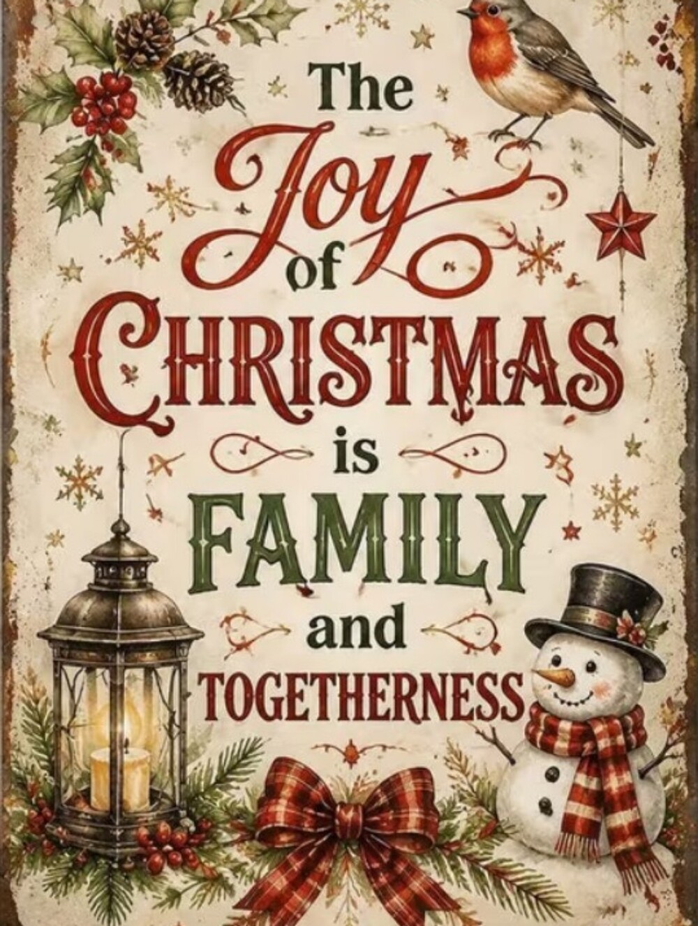Holiday Wall Art Sign - Joy of Christmas in Red & Green